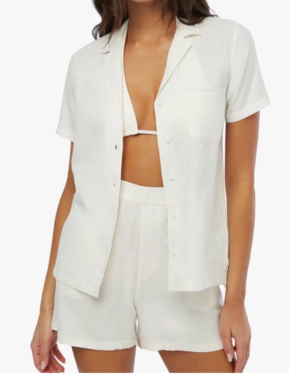 WeWoreWhat High Waisted Shorts Linen White L NWT Coastal